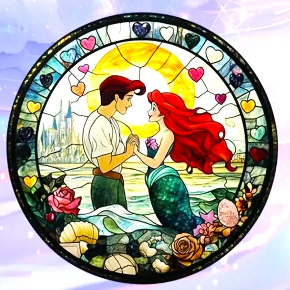 Suncatcher Little Mermaid Ariel Eric Love Hanging Window Decor Colorful Disney - Picture 1 of 5